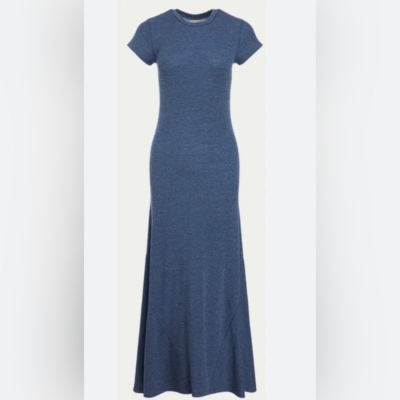 Polo Ralph Lauren Blue heather Waffle Short Sleeve tulip flare hem maxi dress - Picture 1 of 1
